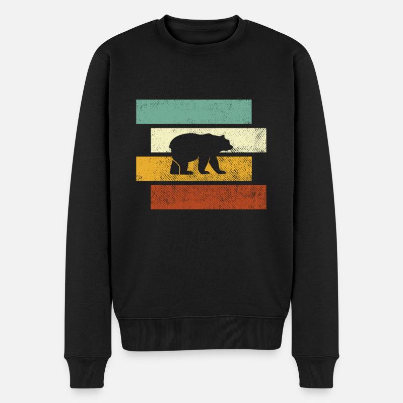 Bär Retro - Männer Premium Bio Pullover - Schwarz