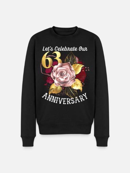 63ste verjaardag, jubileumviering, huwelijksverjaardag - Mannen Premium Bio sweater - zwart