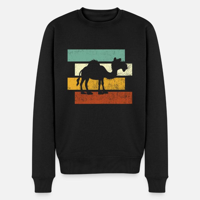Kamel Retro - Männer Premium Bio Pullover - Schwarz