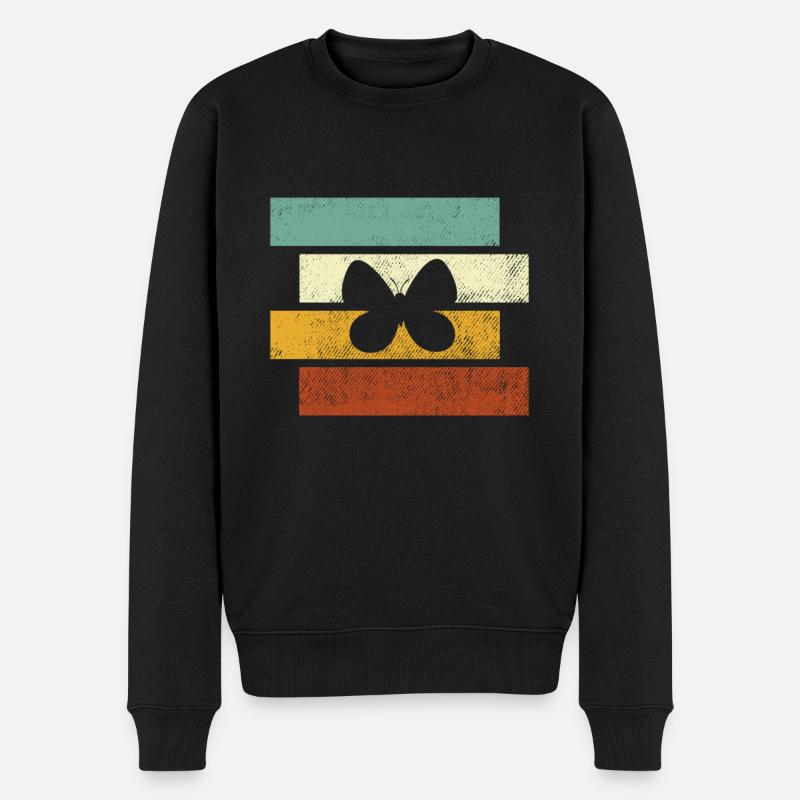 Schmetterling Retro - Männer Premium Bio Pullover - Schwarz