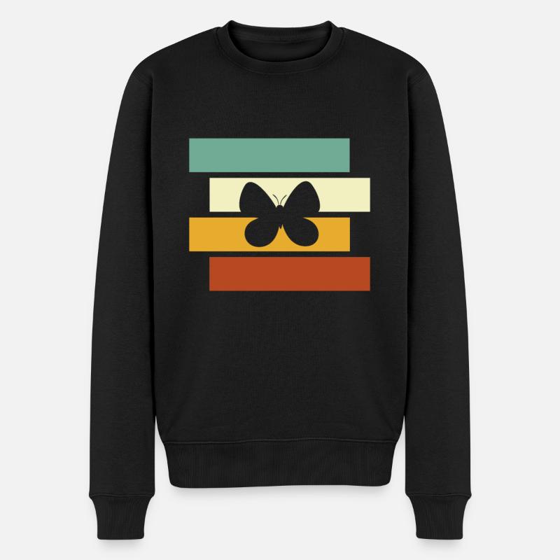 Schmetterling Retro - Männer Premium Bio Pullover - Schwarz