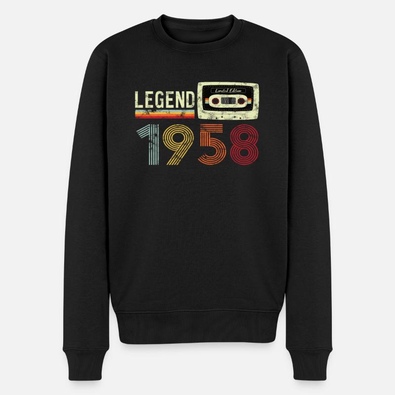 1958 Geburtstag Vintage Cassette - Männer Premium Bio Pullover - Schwarz