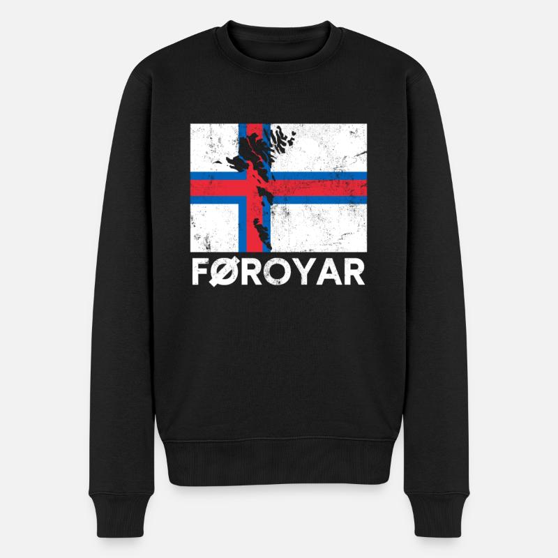 faroe islands, flag faroe islands - Männer Premium Bio Pullover - Schwarz