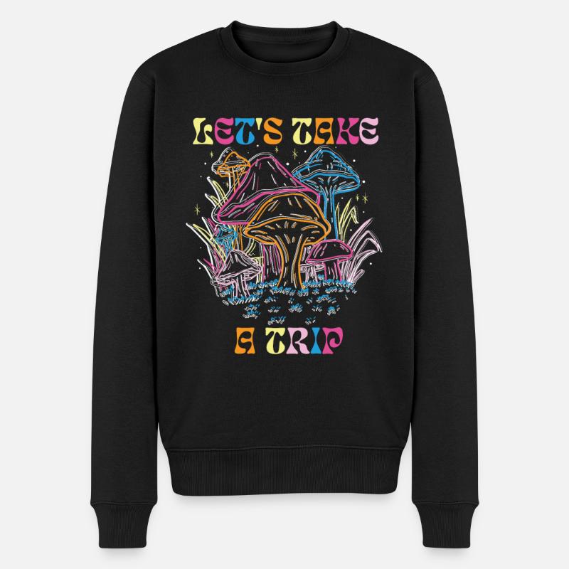 Trippy Pilz Magic Mushrooms Psychedelic - Männer Premium Bio Pullover - Schwarz