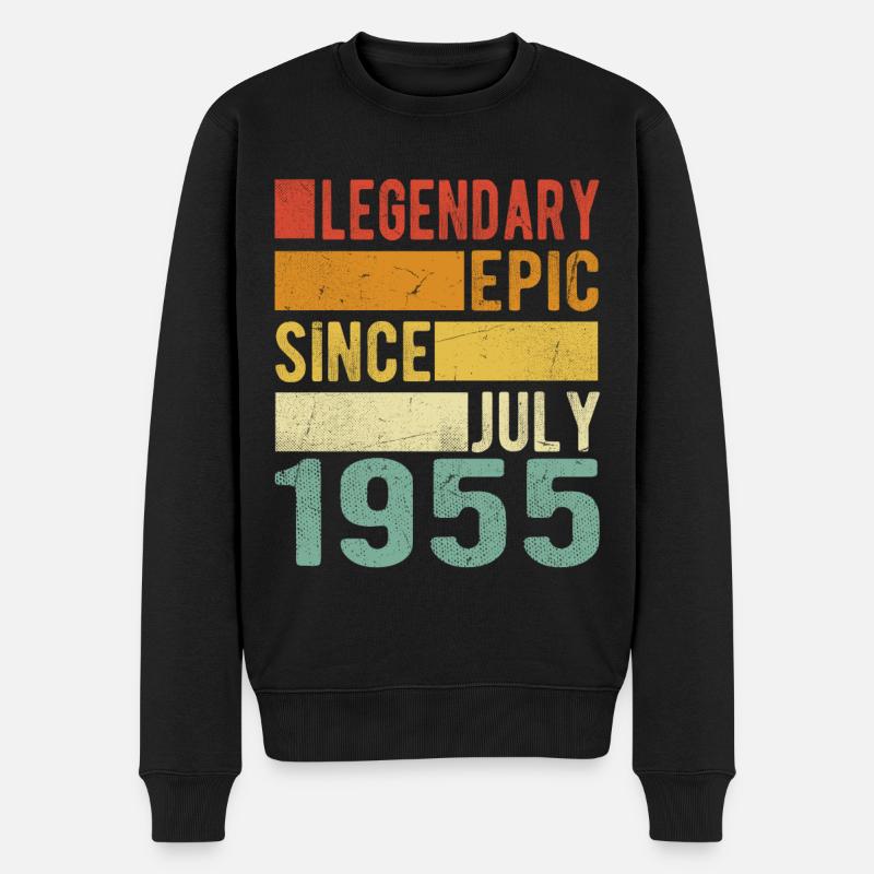 Anniversaire: Juillet 1955 Épopée légendaire - Pull Premium bio Homme - noir