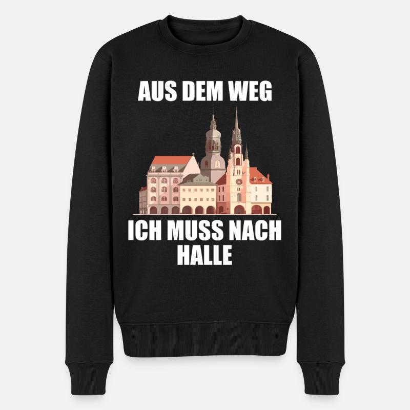 Halle Saale Aus dem Weg ich muss nach Hallenser - Männer Premium Bio Pullover - Schwarz