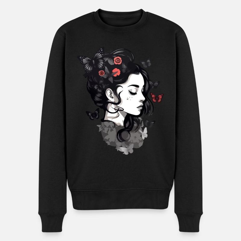Filles gothiques et papillons: esthétique - Pull Premium bio Homme - noir