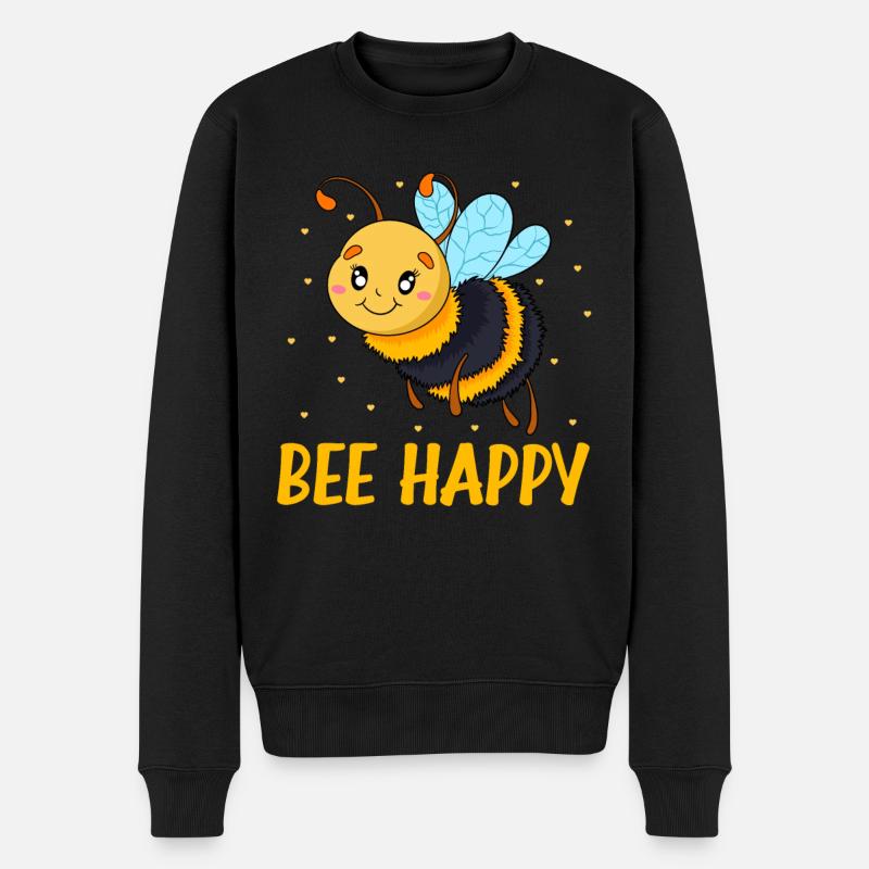 Bee Happy - Männer Premium Bio Pullover - Schwarz