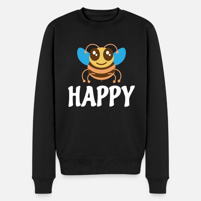 Bee Happy - Männer Premium Bio Pullover - Schwarz