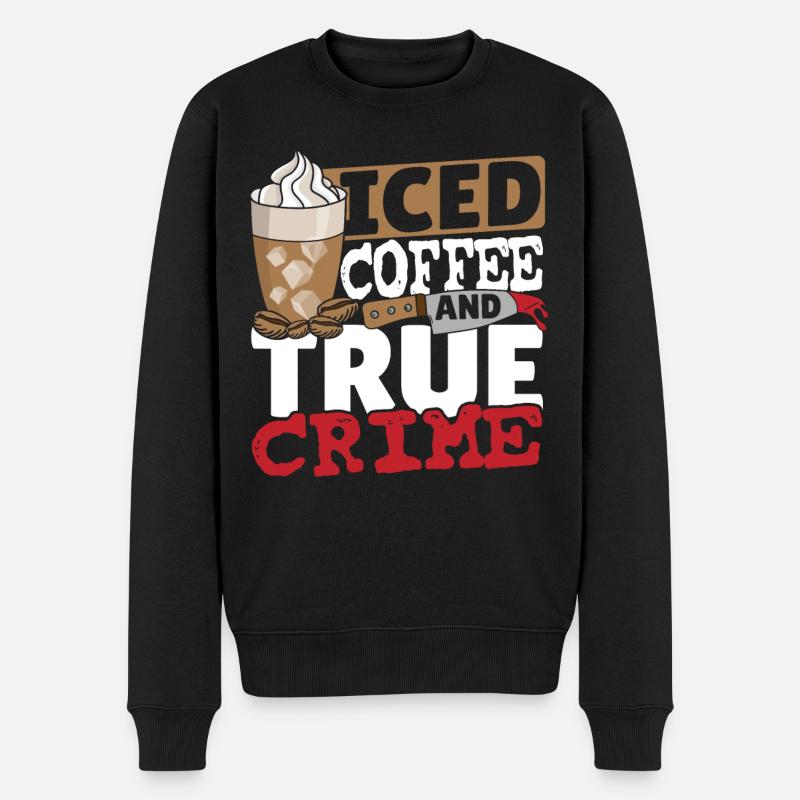 Café glacé et vrais crimes - Pull Premium bio Homme - noir