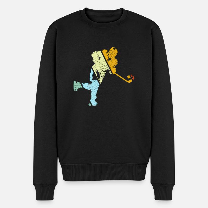 Eishockey Retro - Männer Premium Bio Pullover - Schwarz