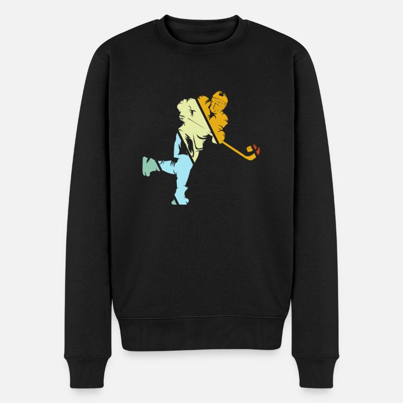 Eishockey Retro - Männer Premium Bio Pullover - Schwarz
