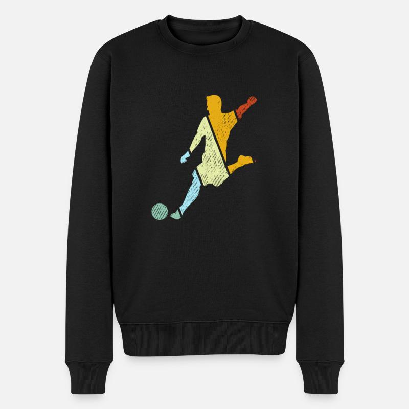 Fußball Retro - Männer Premium Bio Pullover - Schwarz