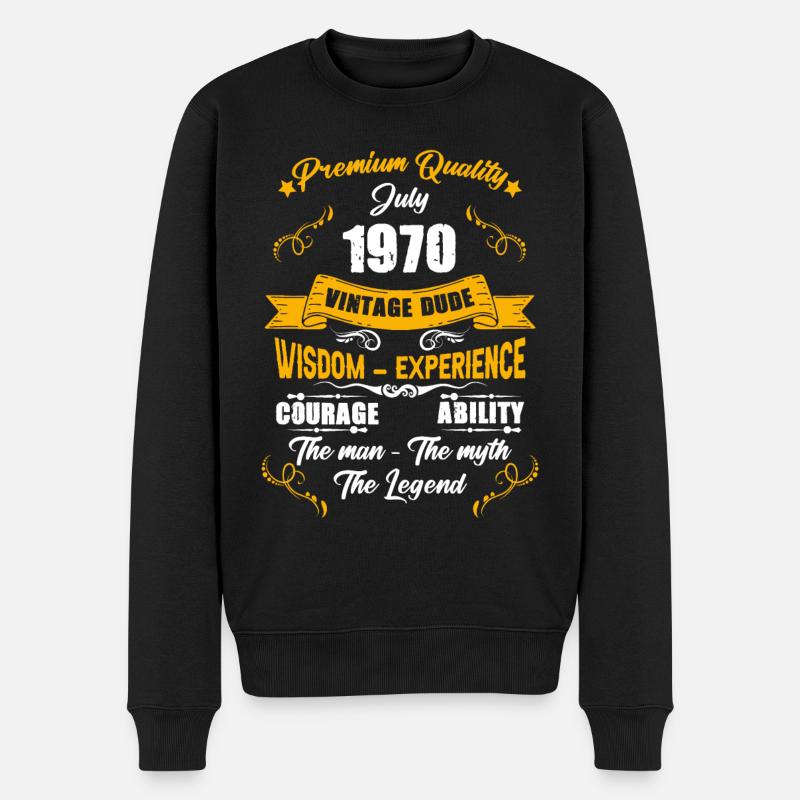 Juillet 1970 Cadeau d’anniversaire vintage - Pull Premium bio Homme - noir