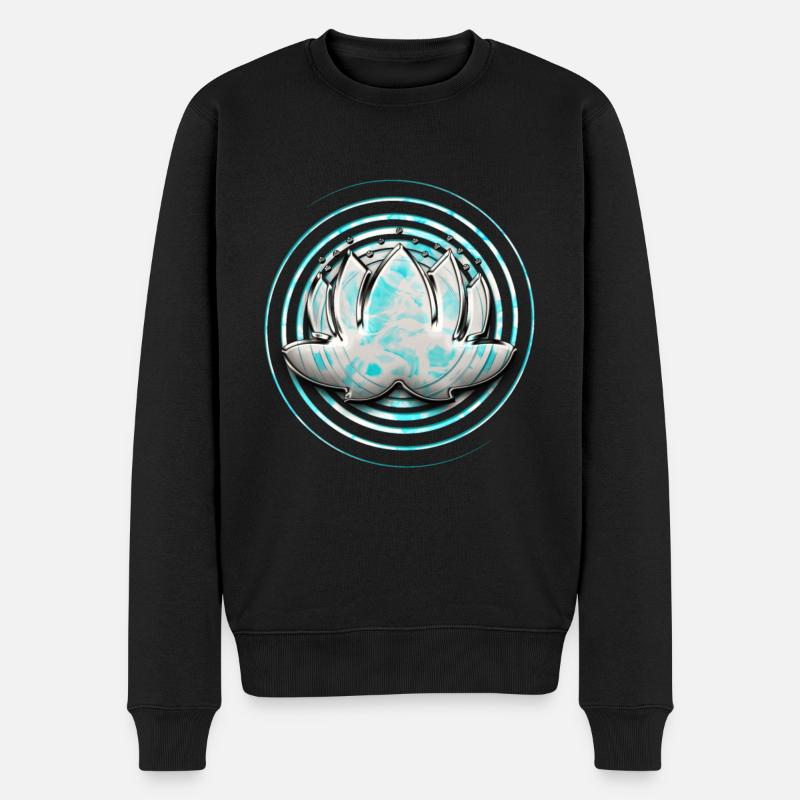 Zen Lotusblume Psychedelisch Spirituell Buddhist - Männer Premium Bio Pullover - Schwarz