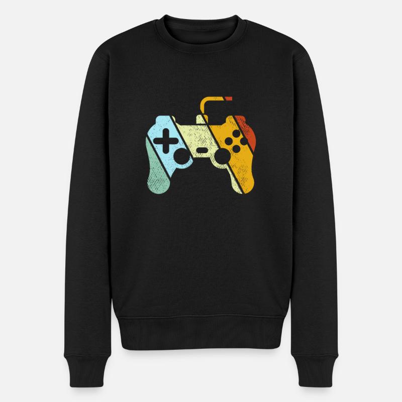 Gaming Retro - Männer Premium Bio Pullover - Schwarz