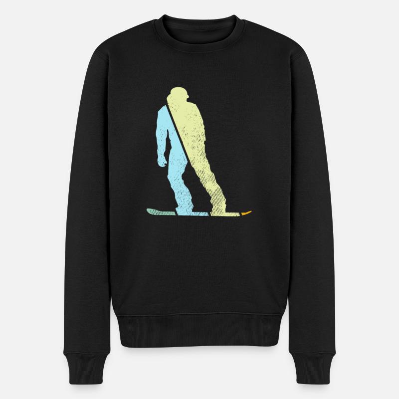 Snowboarding Retro - Männer Premium Bio Pullover - Schwarz