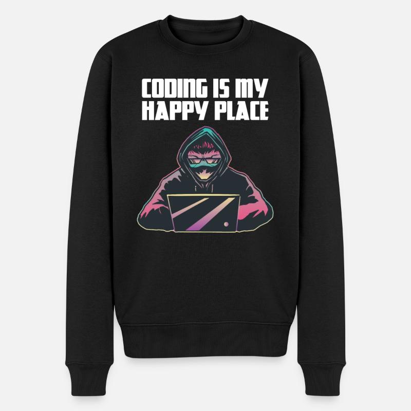 Coding is my happy place - Männer Premium Bio Pullover - Schwarz