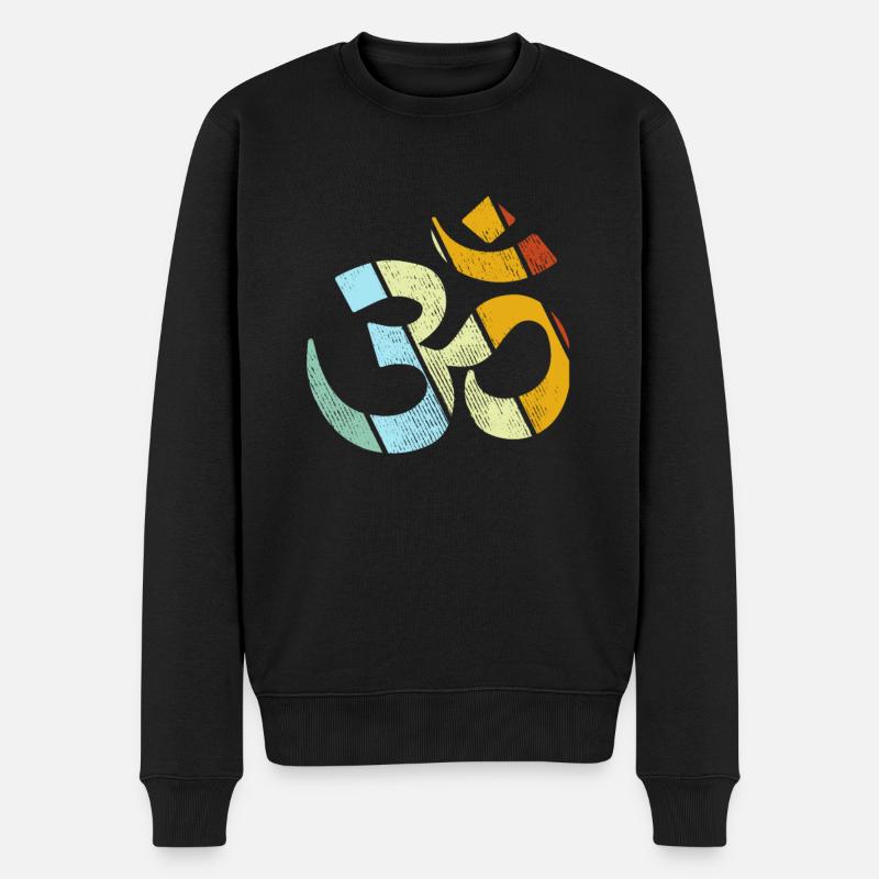 Meditation Retro - Männer Premium Bio Pullover - Schwarz