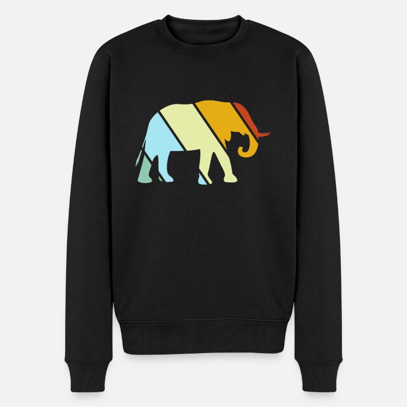 Éléphant Rétro - Pull Premium bio Homme - noir