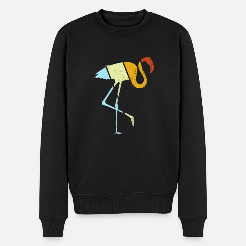 Flamingo Retro - Männer Premium Bio Pullover - Schwarz
