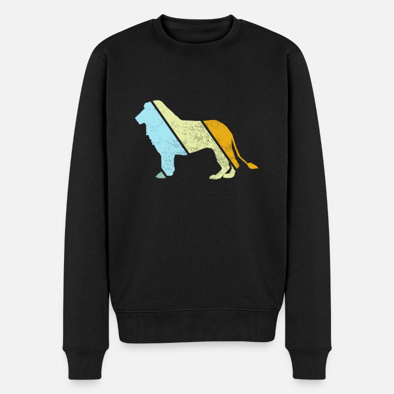 Lion rétro - Pull Premium bio Homme - noir
