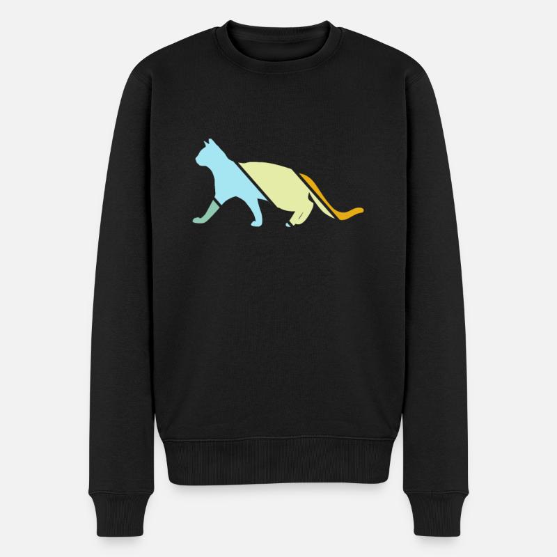 Katze Retro - Männer Premium Bio Pullover - Schwarz