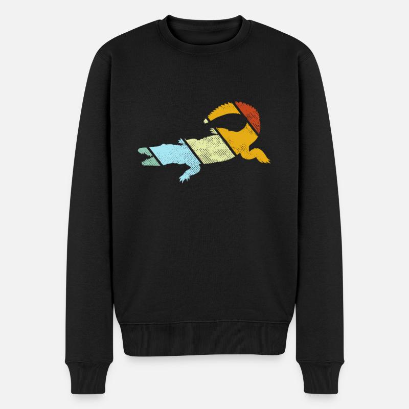 Krokodil Retro - Männer Premium Bio Pullover - Schwarz