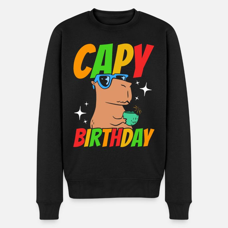 Capy Birthday - Männer Premium Bio Pullover - Schwarz