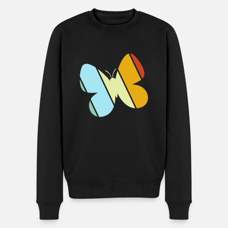 Schmetterling Retro - Männer Premium Bio Pullover - Schwarz