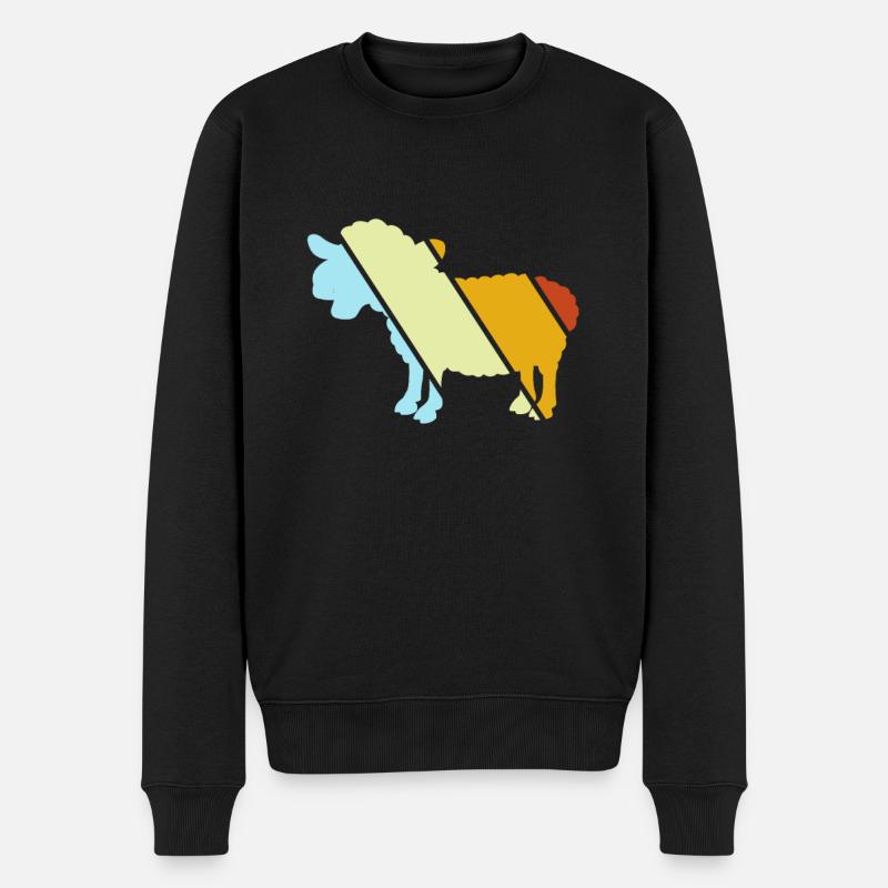 Schaf Retro - Männer Premium Bio Pullover - Schwarz
