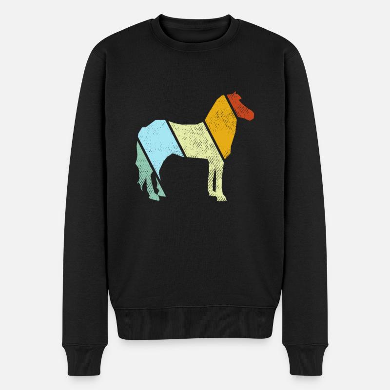 Pferd Retro - Männer Premium Bio Pullover - Schwarz