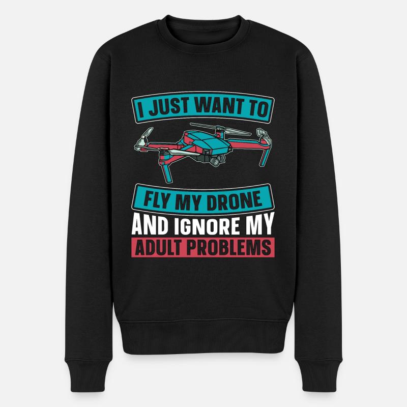 Drone Racing I Just Want To Fly My Racing Machine - Männer Premium Bio Pullover - Schwarz