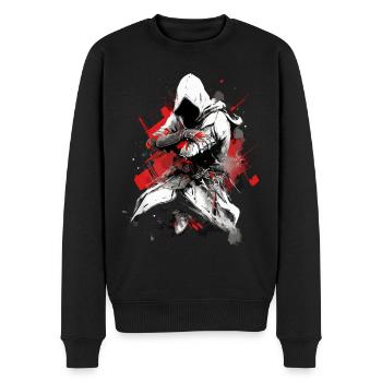 Epic Gamer Cyber Assassin en rouge et blanc - Pull Premium bio Homme - noir - Devant - Nico (187cm)
