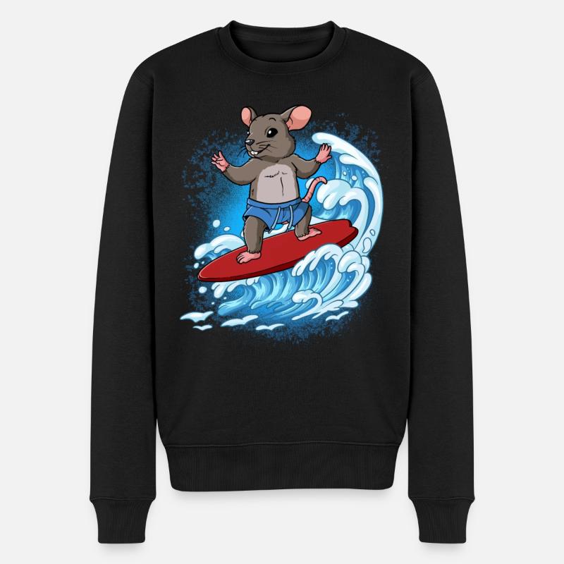 Wellensurfer Surfer Surfen - Männer Premium Bio Pullover - Schwarz