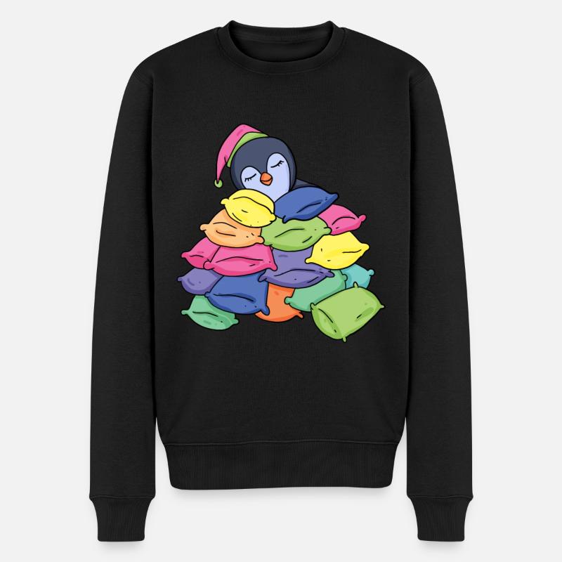 Schlafender Pinguin - Männer Premium Bio Pullover - Schwarz