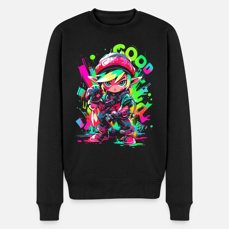 Cooles Gaming-Design Legendärer Waldjunge Graffiti - Männer Premium Bio Pullover - Schwarz