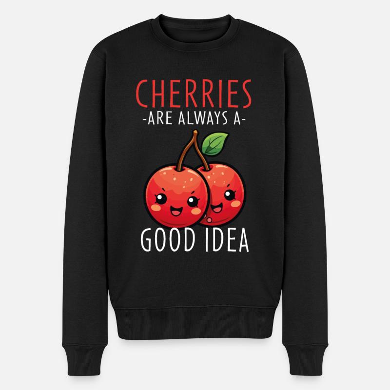 Kirschen Kawaii - Männer Premium Bio Pullover - Schwarz
