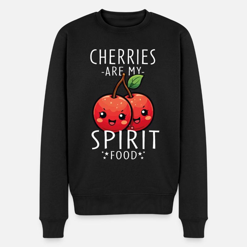 Kirschen Kawaii - Männer Premium Bio Pullover - Schwarz