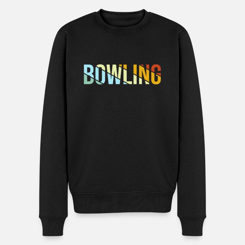 Bowling Retro - Männer Premium Bio Pullover - Schwarz