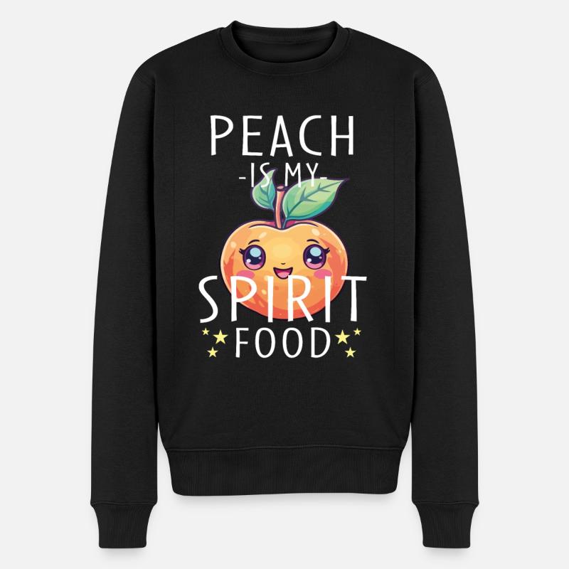 Pfirsich Kawaii - Männer Premium Bio Pullover - Schwarz