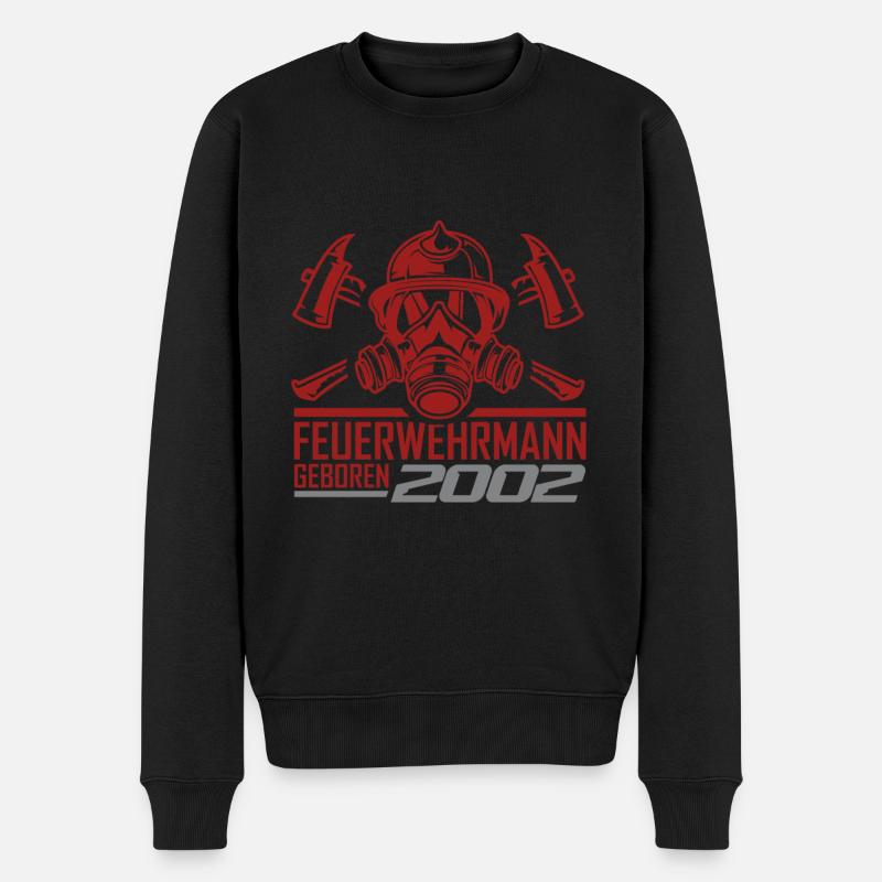 Feuerwehr Feuerwehrmann 2002 Geboren Geburtstag - Männer Premium Bio Pullover - Schwarz