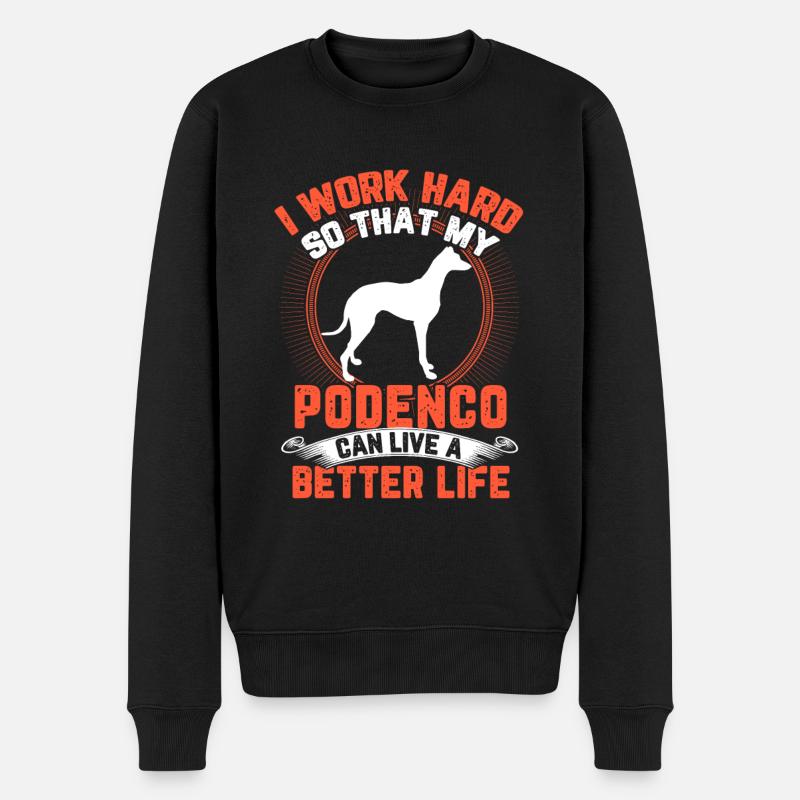 Podenco arbeite hart spanischer Windhund - Männer Premium Bio Pullover - Schwarz