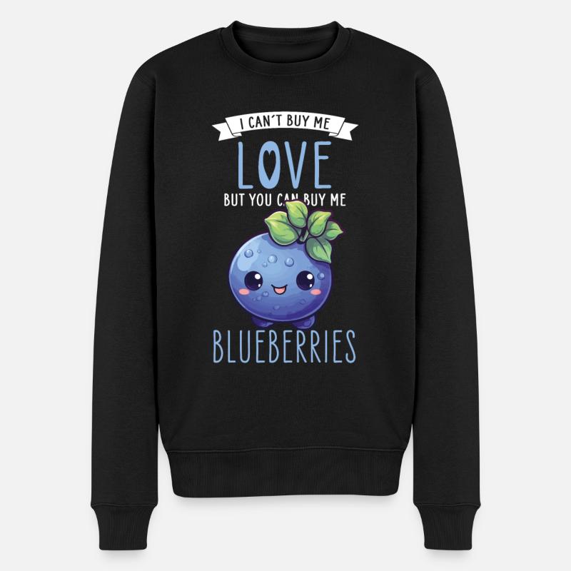 Blaubeere Kawaii - Männer Premium Bio Pullover - Schwarz