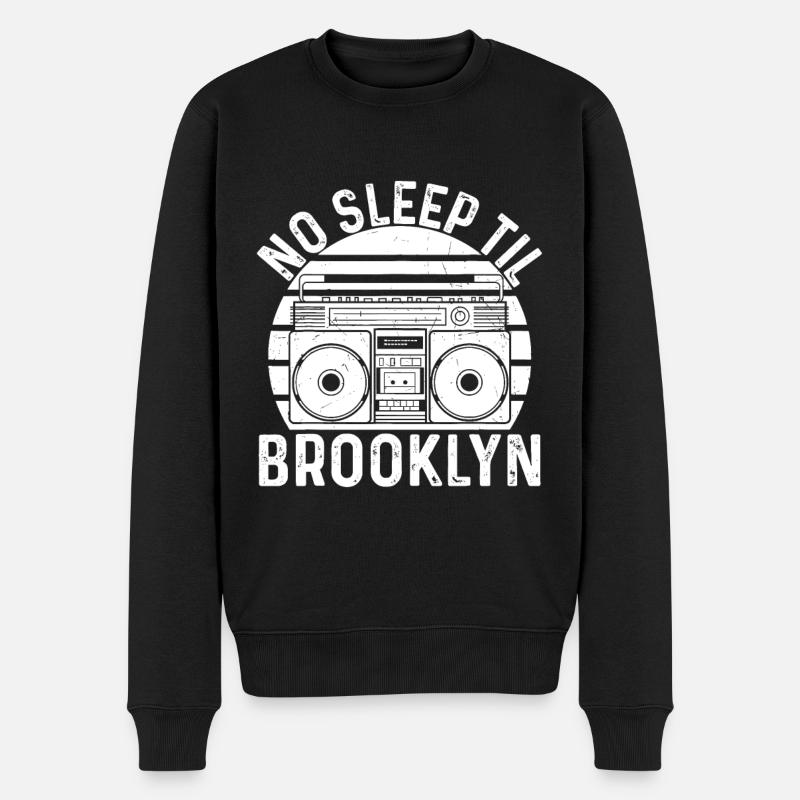 Cool Retro No Sleep Til Brooklyn, Old School Porta - Männer Premium Bio Pullover - Schwarz