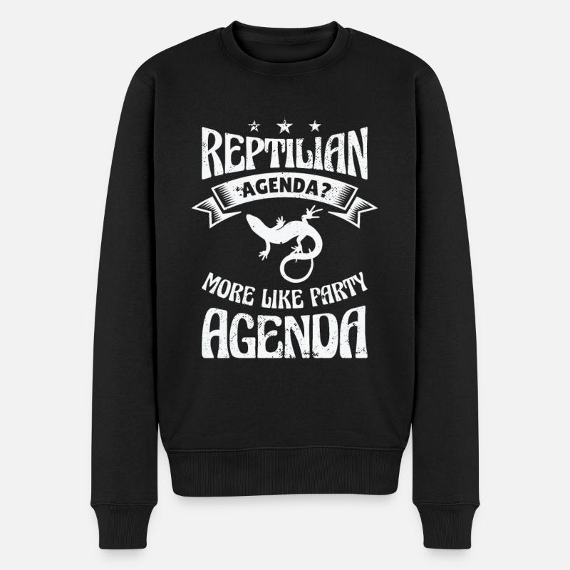 Lézard-Reptile-Agenda-Théorie du complot - Pull Premium bio Homme - noir