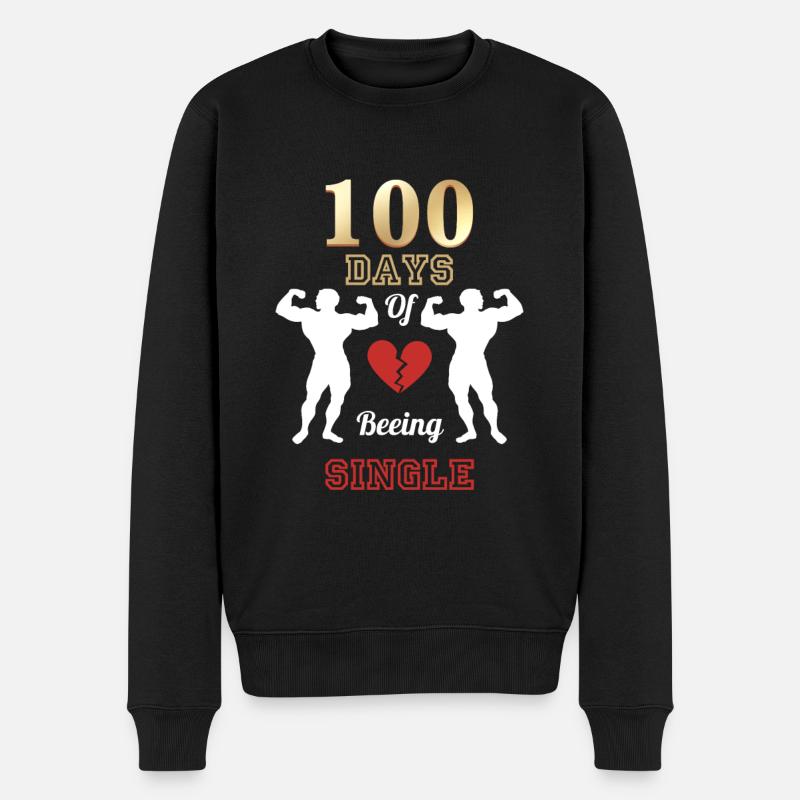 100 Days of Beeing Single - Männer Premium Bio Pullover - Schwarz