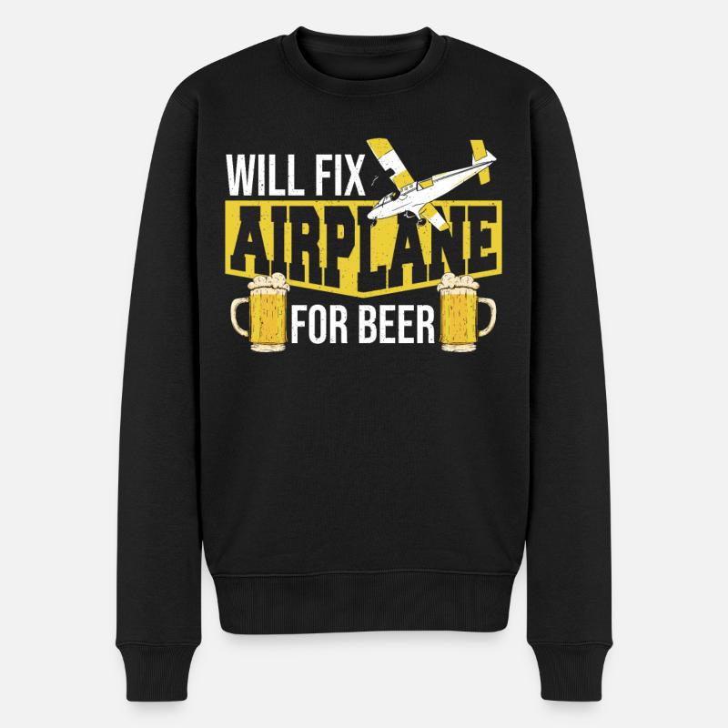 Wird Flugzeug für Bier reparieren - Männer Premium Bio Pullover - Schwarz