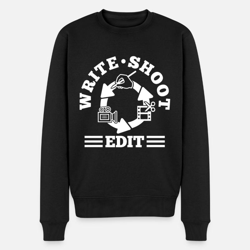 Ecrire Shoot Edit Répéter - Pull Premium bio Homme - noir