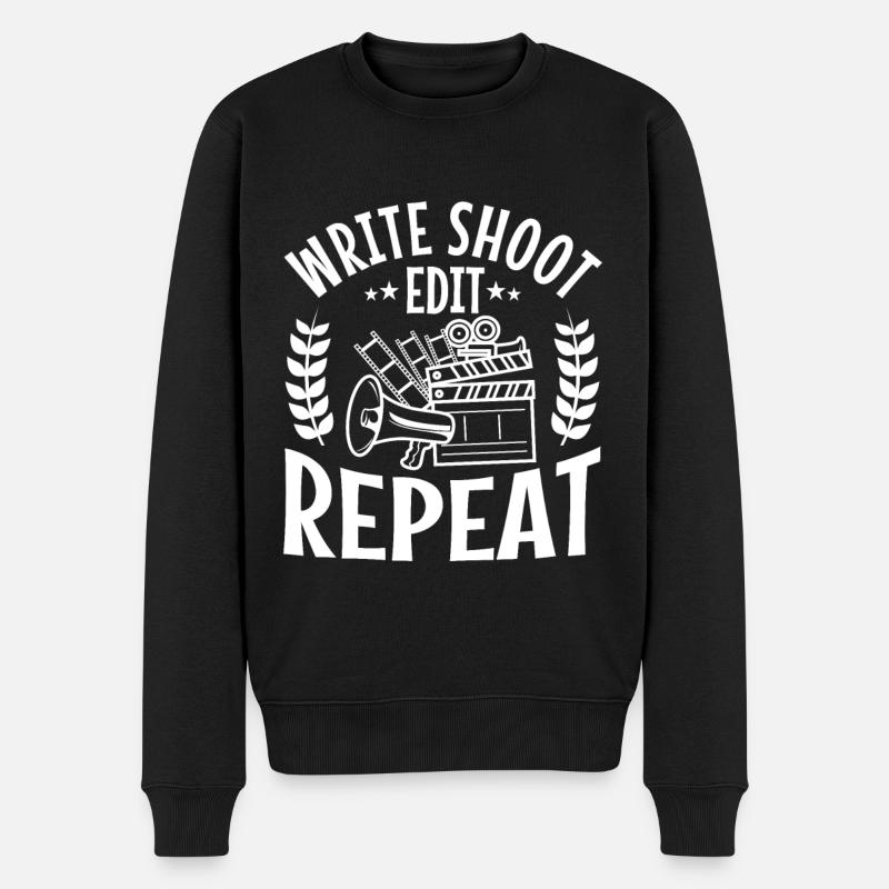 Ecrire Shoot Edit Répéter - Pull Premium bio Homme - noir